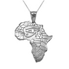 Sterling Silver Eye of Horus Africa Map Pendant Necklace