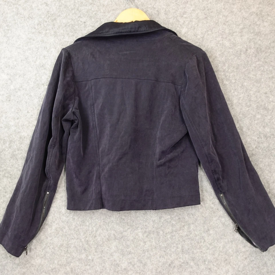 Blazer Moto Crop Suave Mujer Pequeño Azul Marino Medianoche Edgy LOLA SOPHIE Foto 2 de 4