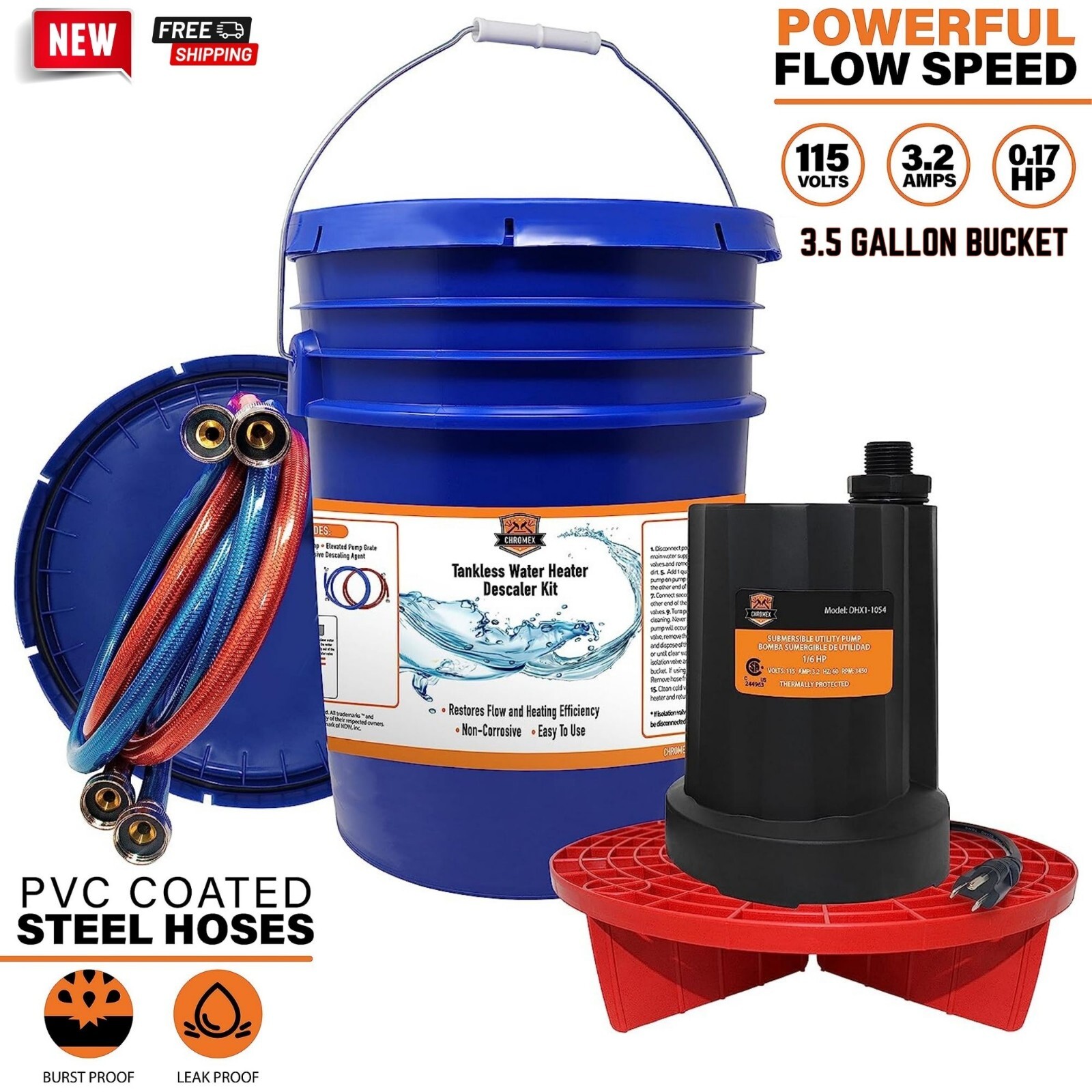 Tankless Water Heater Descaler Tool Pump Kit for Flushing/ Cleaning Water  Heater | eBay