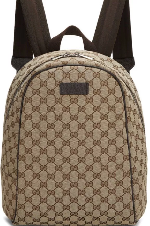 Neuf ! Sac à dos authentique en toile Web Gucci beige et marron GG Guccissima Supreme