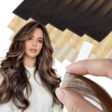 Full Head Ombre Tape In Extensions Real Remy Human Hair 150g Straight Brown 9A