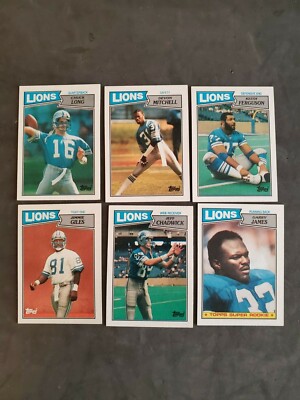 Lot (6) Lions 1987 Topps Football Long Mitchell Giles James Chadwick Ferguson