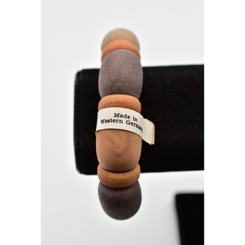 Pulsera de cuentas vintage de Alemania Occidental simulada de madera elástica gruesa nueva de Lote Antiguo W1 - Imagen 2 de 12