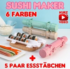 Sushi Maker + Essstäbchen Set Sushirollen Machine Roller DIY Sushiroller Bambus