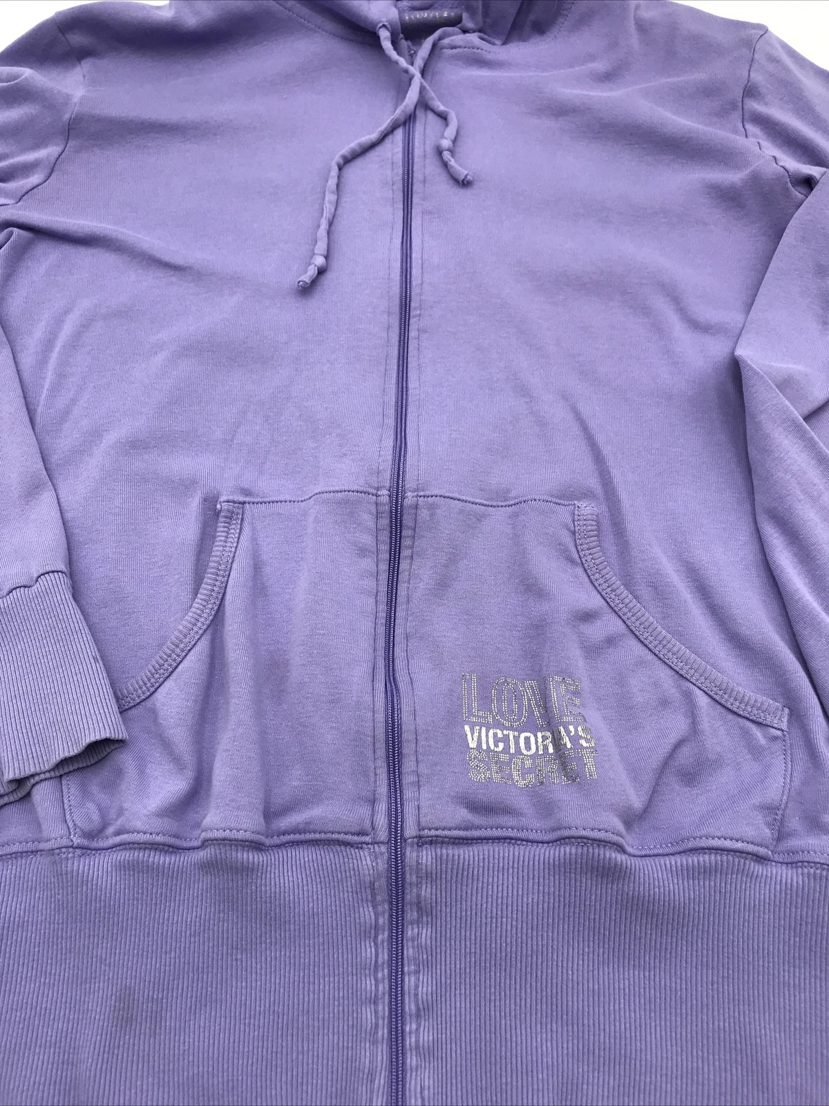 UNDERCOVER Felpa con cappuccio Victoria's Secret Love rosa con cerniera viola leggera taglia Large