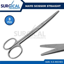 3 Pcs Mayo Scissors 5.5" Straight Surgical Instruments Stainless German Grade