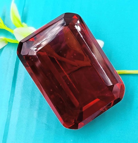 Natural Red Topaz 100Ct IGL Certified Transparent Emerald Cut Loose Gemstone DK4 - Picture 4 of 9