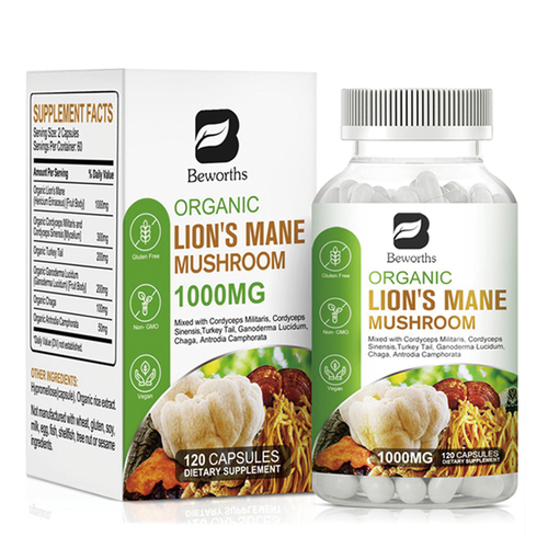 Organic Lions Mane Mushroom Capsules Mushroom Complex Lions Mane, Reishi, Chaga