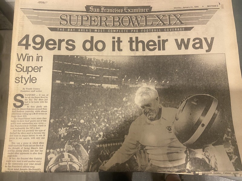 San Francisco Examiner: SUPER BOWL XIX "49ERS DO IT THEIR WAY" / JAN. 21, 1985