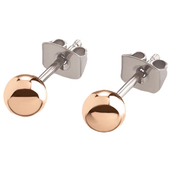 Boccia Damenschmuck Ohrstecker Reintitan Bicolor Poliert Kugel Ø 5,5 Mm 0504-02-image