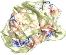 Vintage scarf, silk, floral pattern, Hiroko Kapp, Japan