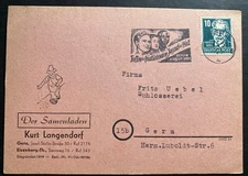 1951 Gera Germany Seeds Advertising Postcard cover to Locally Used