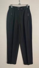 NICE ESCADA SPORT BLACK WOOL BLEND HIGH RISE TROUSER PANT 36 SMALL INSEAM 28.5"