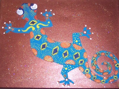 Gecko Original acrylic 8x10 Southwest painting on stretched canvas