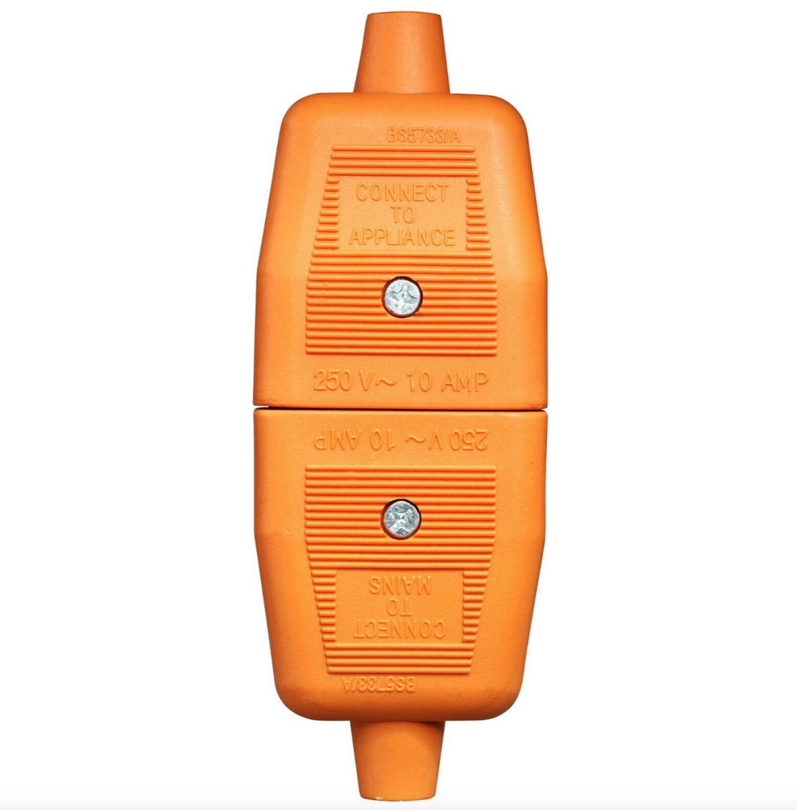 2 Pin InLine Rubber Connector 10A Orange Lawnmower Strimmer Garden