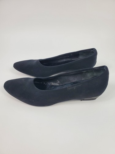 Zapatos Salvatore Ferragamo Balmy de cuña baja de tela negros para mujer talla 9 B” - Imagen 2 de 12