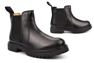 ROAMERS Mädchen/Jungen Schulstiefeletten Stiefeletten Chelsea Stiefel Leder Schulschuhe schwarz