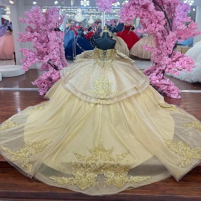 Gold Shiny Princess Ball Gown Quinceanera Dresses Appliques Lace Beads Sweet 16 | eBay Gold Shiny Princess Ball Gown Quinceanera Dresses Appliques Lace Beads Sweet 16 | eBay