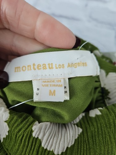 Jumpsuit Monteau Los Angeles Gr. M grün Blumen Gürtel weites Bein Neu mit Etikett hinten offen - Bild 13 von 15