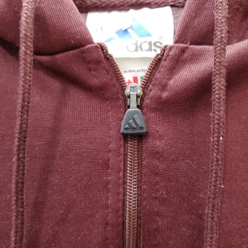 Adidas Girls Sweater Large Brown Sleeveless Hoodie Logo Embroidered 1/4 Zip - Picture 3 of 9