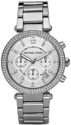 Michael Kors MK3410 Parker Watch Wm Silver Double Pave Crystal Bezel Mcbling New Michael Kors Parker Round Wristwatches for sale | eBay main image 3