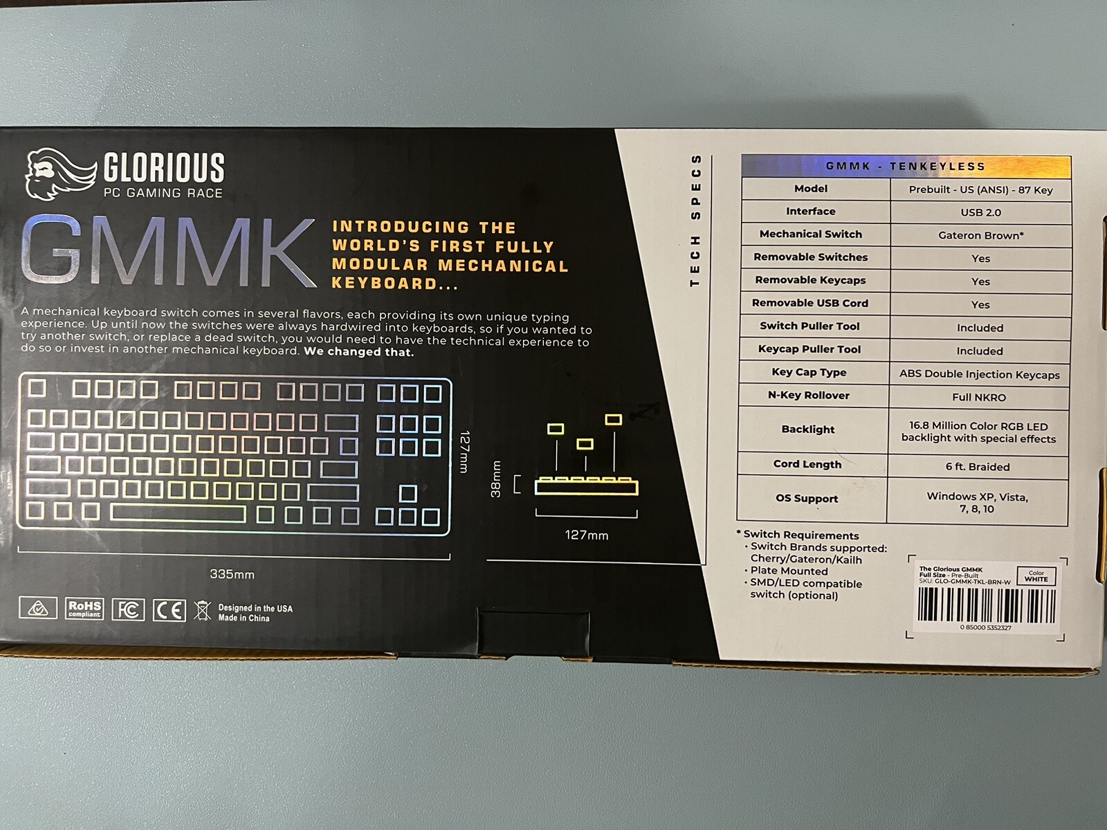 Glorious GMMK TKL Tenkeyless Gaming Keyboard (Ice White)
