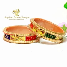 Suprimo Plastic Bangle Traditional Set of 2 Bridal Chudi Bangles Kada Women's