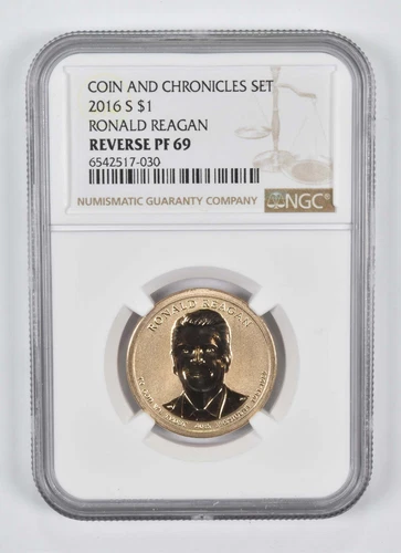 2016-S Reverse PF69 Ronald Reagan $1 Coin and Chronicles NGC