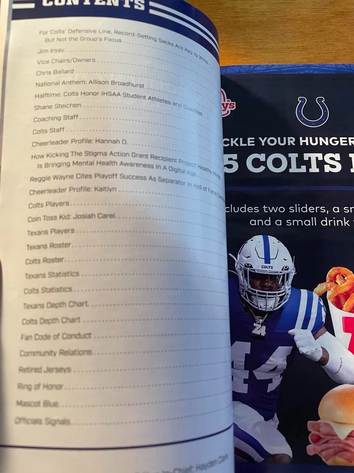 2024 INDIANAPOLIS COLTS SCOUT GAMEDAY PROGRAM 1/6/24 vs TEXANS Samson Ebukam NEW - Image 2 of 2