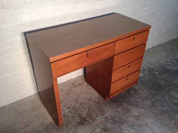 Mid Century Modern Desk By JOHNSON CARPER Wood Desk