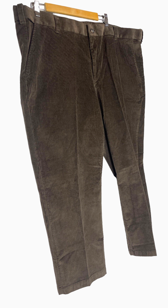 NWT Croft & Barrow Men's Dark Brown Corduroy Flat Front  Size 46 x 29