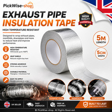 Silver Exhaust Heat Wrap Manifold Downpipe High Temp Bandage Tape 5m5cm Uk