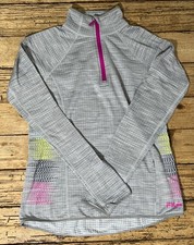 Fila Sport Performance Womens Size S Gray 1/4 Zip Pullover Thumb Hole Sweatshirt