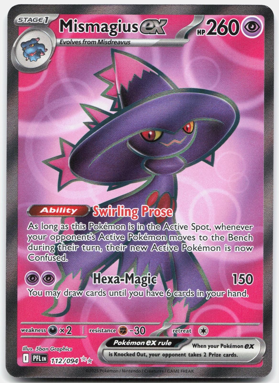 Mismagius ex 112/094 Ultra Rare Phantasmal Flames Pokemon Near Mint