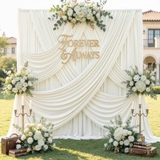 12ft x 10ft Ivory Backdrop Curtains for Parties, Wrinkle Free 2 Panels Photo ...