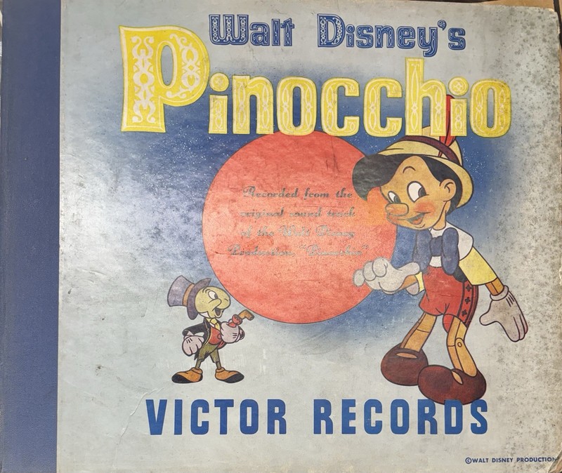 Vintage 1940 Walt Disney Pinocchio Victor 3x 78 RPM Album Soundtrack Records