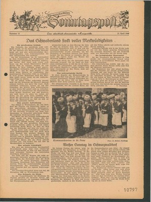 Schwarzwälder Sonntagspost. Nummer 13, 22 April 1949.