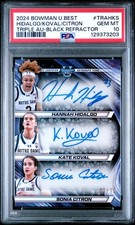 2024 BOWMAN U BEST TRIPLE AUTO BLACK REFRACTOR /10 HIDALGO/KOVAL/CITRON - PSA 10