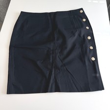 Lauren Ralph Lauren Black Side Gold Button Crest Skirt Sz 14 Equestrian Preppy