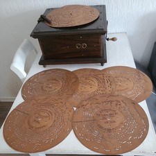 Tischdrehorgel (Ariston)Antik,Zungendrehorgel, 6 Lochplatten,um 1890,defekt 