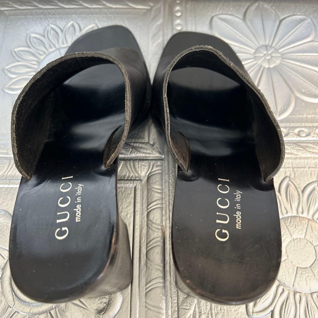 GUCCI Mules Sandals Heel Leather Black EU36.5/US6.5 116125c thumbnail 19