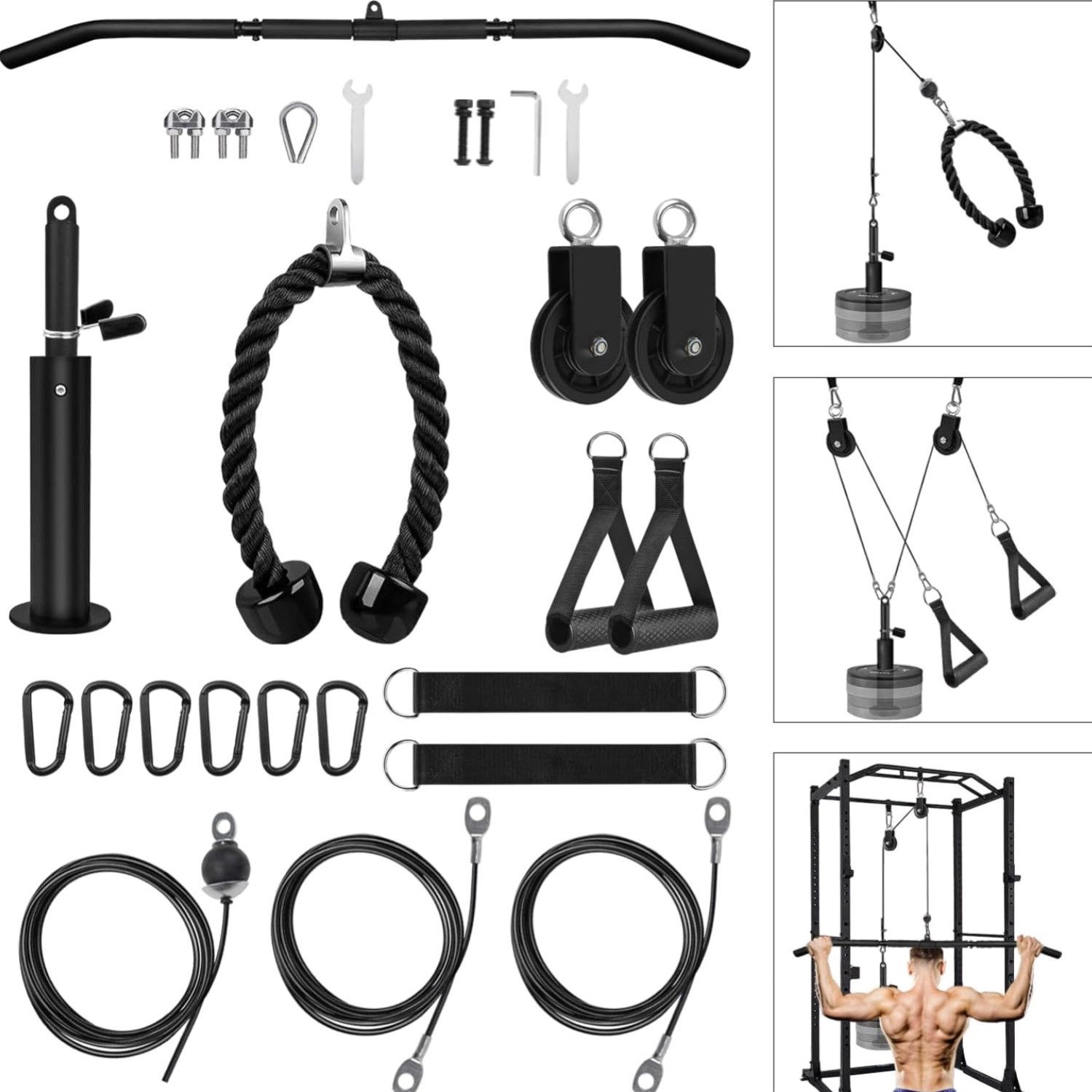Kabelzug Fitnessgerät Latzzug Trizeps Seil Krafttraining Gym Latzugturm