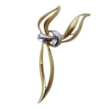 Vintage D'Orlan Brooch Pin Two Tone 22k Gold Plated Ribbon Bow Knot
