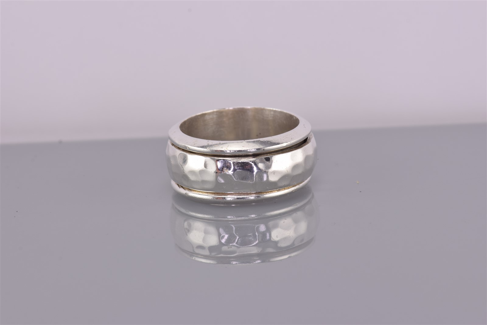 Sterling Silver 10mm Solid Hammer Texture Spinner… - image 4