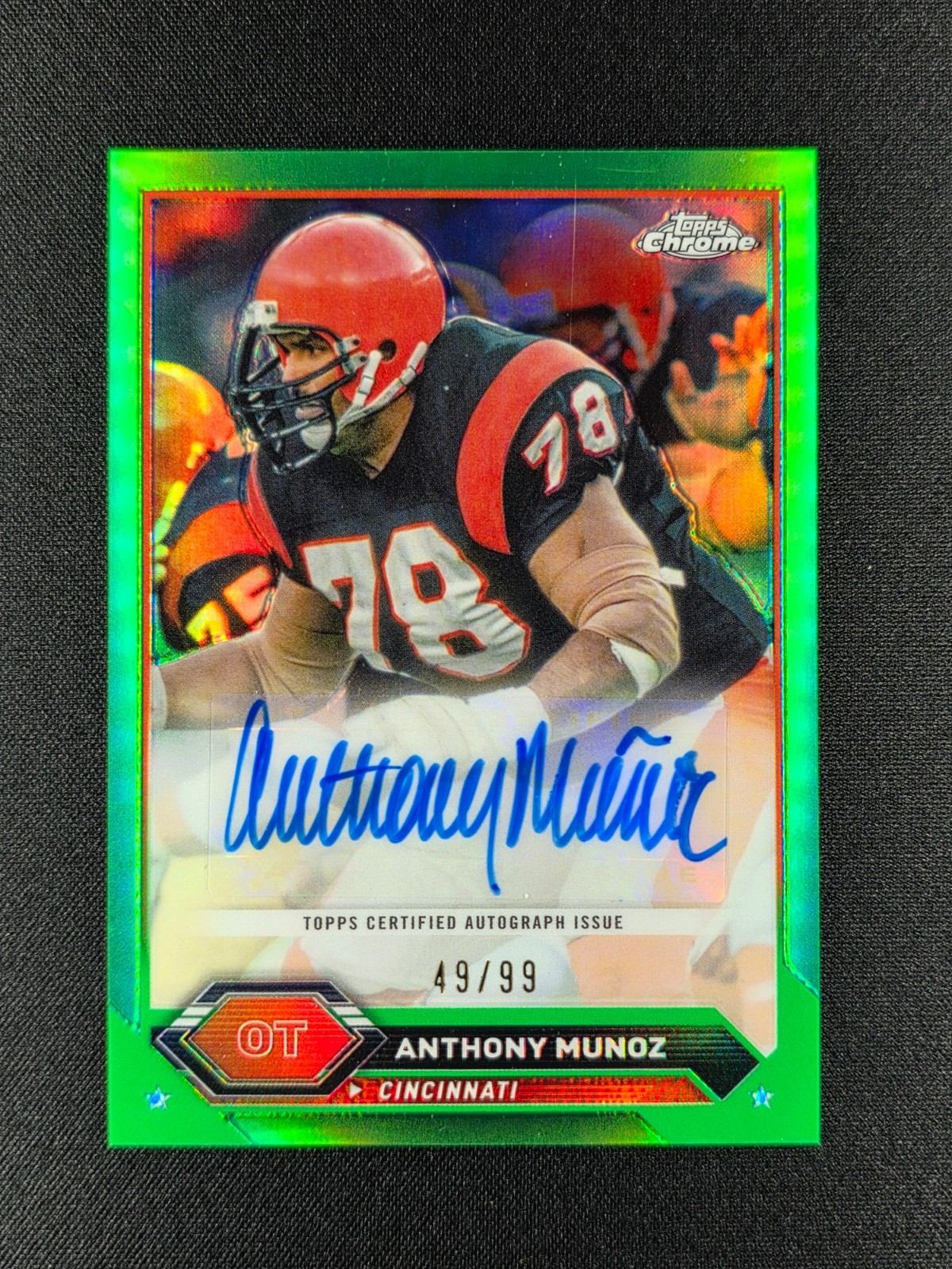 Anthony Munoz 2024 Topps Chrome Composite Green Refractor AUTO 49/99 BENGALS