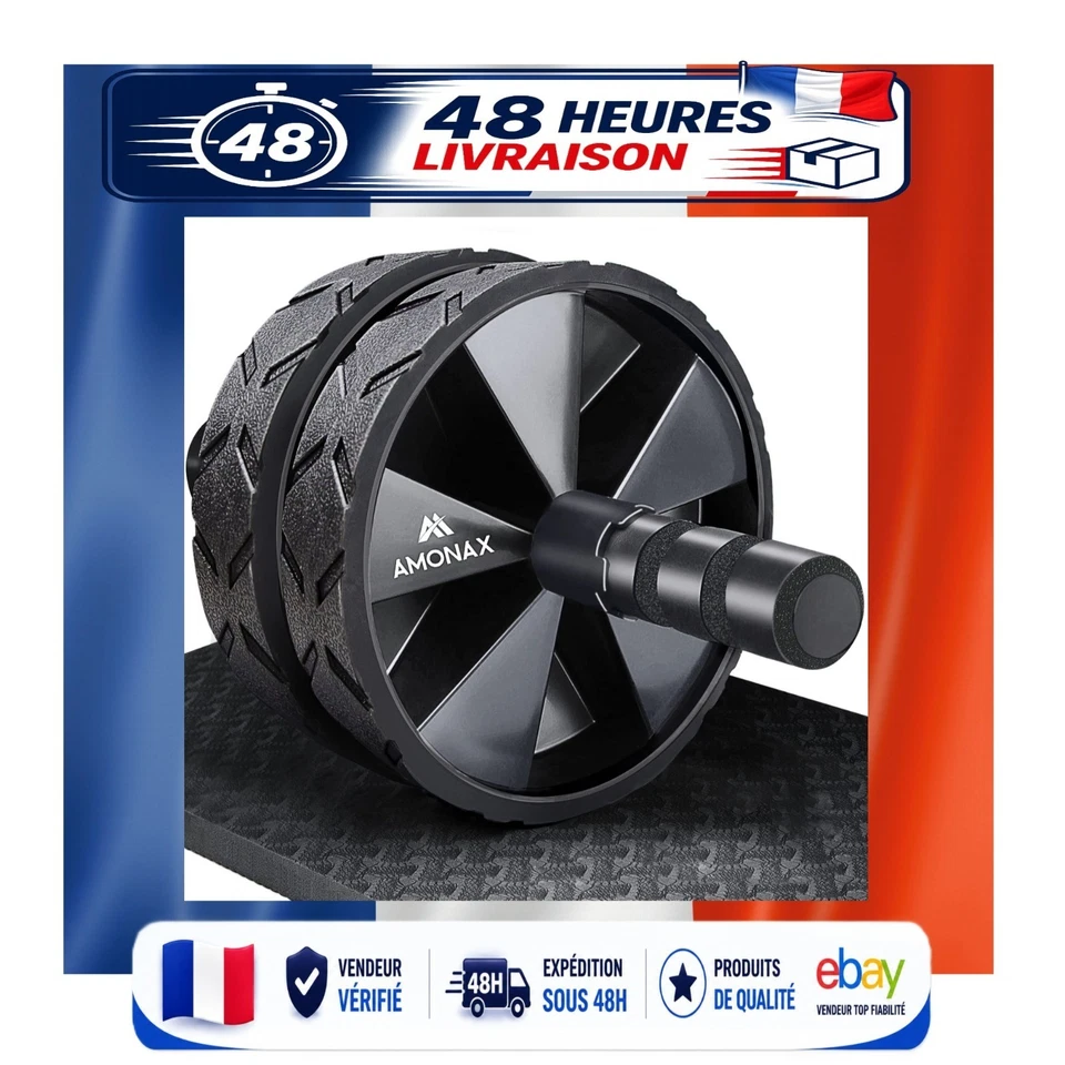 Roue abdominale Amonax convertible Rouleau fitness gainage musculation - Photo 1/4