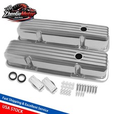 Finned Polished Aluminum Tall Valve Covers Suit Chevy Sbc 283-400 1958-1986