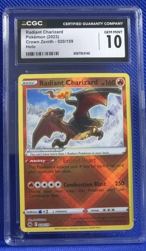 2023 POKEMON CROWN ZENITH HOLO #020 RADIANT CHARIZARD CGC 10 GEM MINT