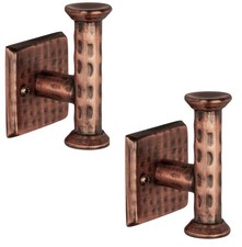 2 PCS Antique Copper 3 Inch Hand Hammered Metal Wall Bath Towel Hooks Hanger