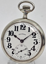 RARE Illinois Bunn Type III 60 Hour 19j 16s Sterling Case RR Pocket Watch